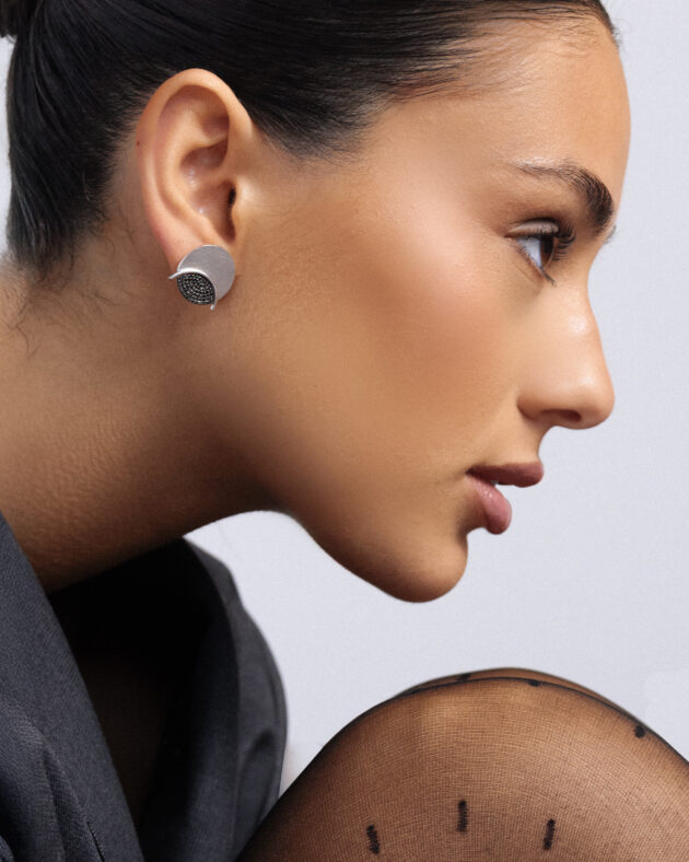 Midnight Quarter Moon Earring - Image 2
